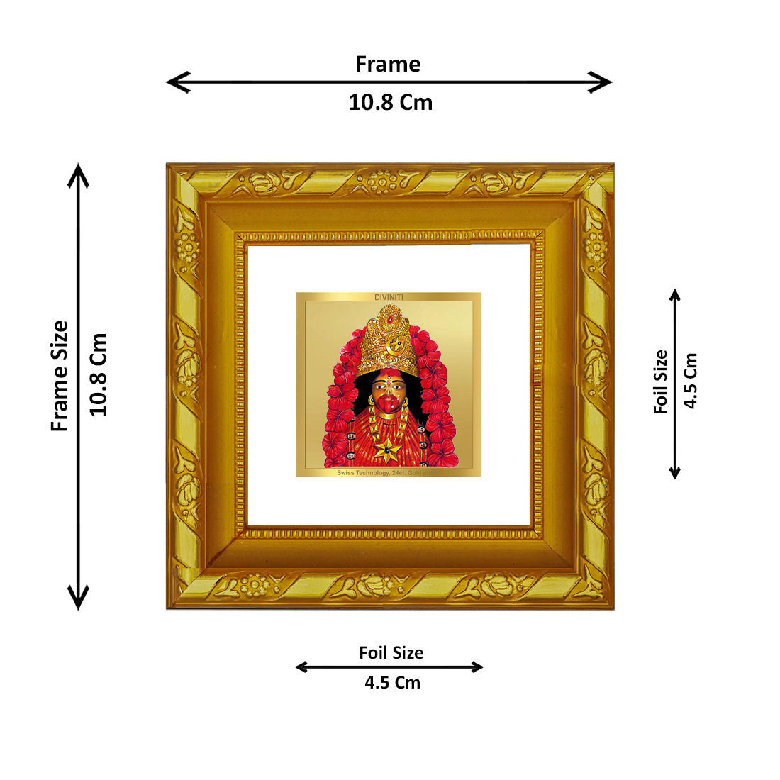 DIVINITI 24K Gold Plated Maa Tara Photo Frame For Home Decor, Living Room, Gift (10.8 X 10.8 CM)