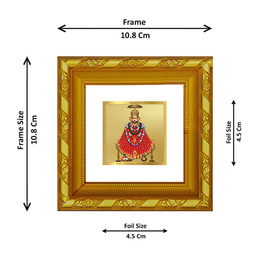 DIVINITI 24K Gold Plated Khatu Shyam Photo Frame For Home Decor, Office, Puja, Gift (10.8 X 10.8 CM)