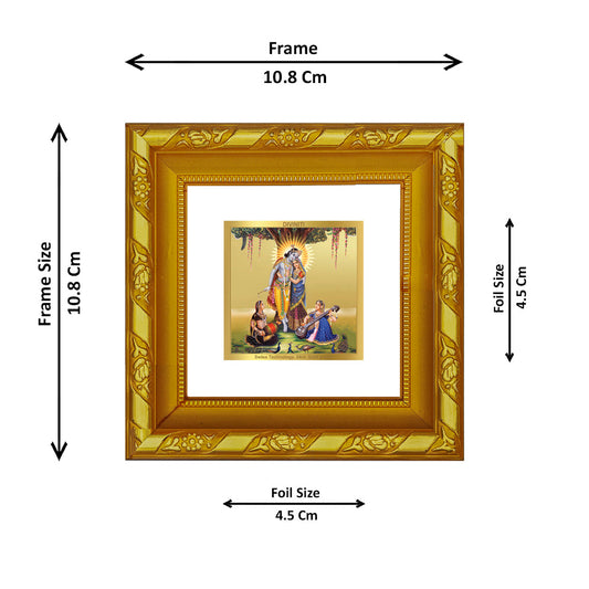 DIVINITI 24K Gold Plated Radha Krishna Photo Frame For Home Decor Showpiece, Puja, Gift (10.8 X 10.8 CM)