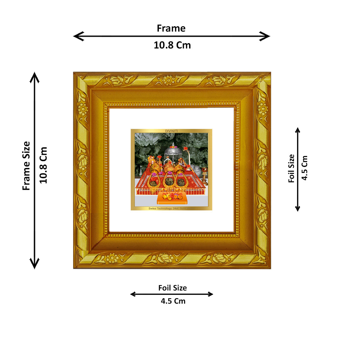 DIVINITI 24K Gold Plated Mata Ka Darbar Photo Frame For Home Decor, Navratri Puja, Gift (10.8 X 10.8 CM)