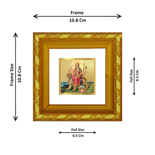 Diviniti Durga Gold Plated Wall Photo Frame, Table Decor| DG Frame 103 Size 1A and 24K Gold Plated Foil (10.8 CM X 10.8 CM)