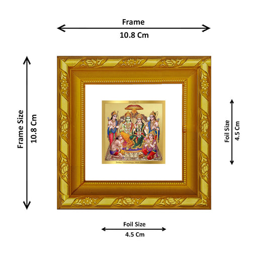 DIVINITI 24K Gold Plated Ram Darbar Photo Frame For Home Decor Showpiece, Festival, Puja (10.8 X 10.8 CM)