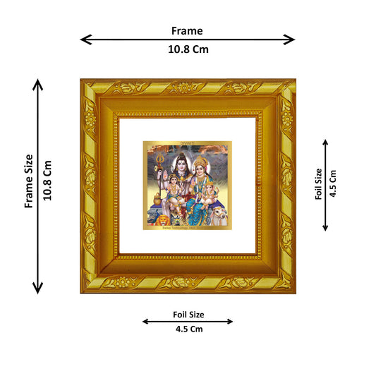 DIVINITI 24K Gold Plated Shiv Parivar Photo Frame For Home Decor, Table, Puja Room (10.8 X 10.8 CM)