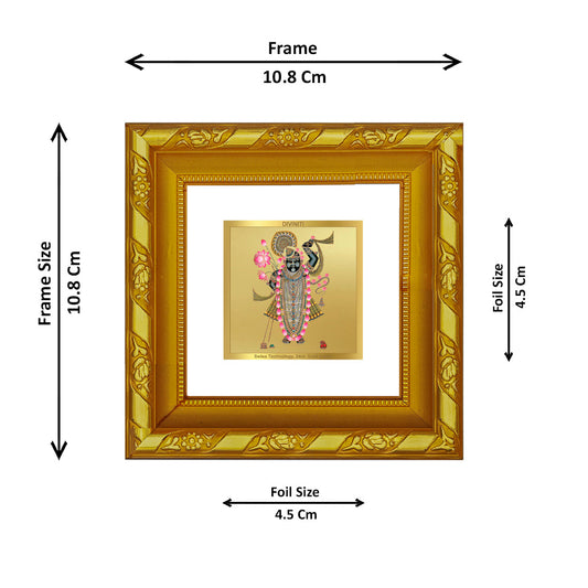 DIVINITI 24K Gold Plated Shrinathji Photo Frame For Puja Room, Living Room, Gift (10.8 X 10.8 CM)