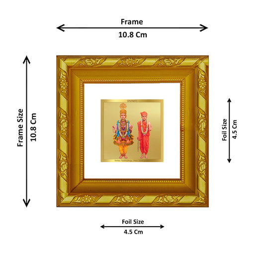 DIVINITI 24K Gold Plated Swaminarayan Photo Frame For Home, Tabletop, Puja Room (10.8 X 10.8 CM)