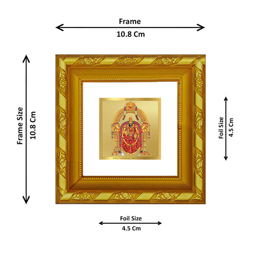 DIVINITI 24K Gold Plated Padmavathi Religious Photo Frame For Home Decoration, Puja, Gift (10.8 X 10.8 CM)