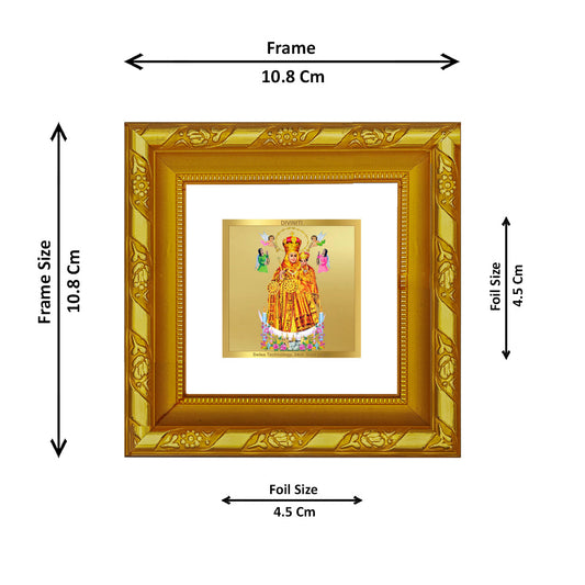 DIVINITI 24K Gold Plated Lady of Health Photo Frame For Home Decor Showpiece, Luxury Gift (10.8 X 10.8 CM)