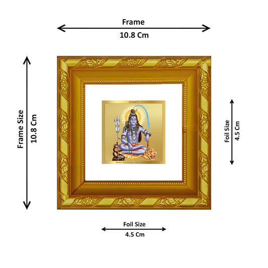 DIVINITI 24K Gold Plated Lord Shiva Photo Frame For Home Decor, Living Room, Puja Room (10.8 X 10.8 CM)