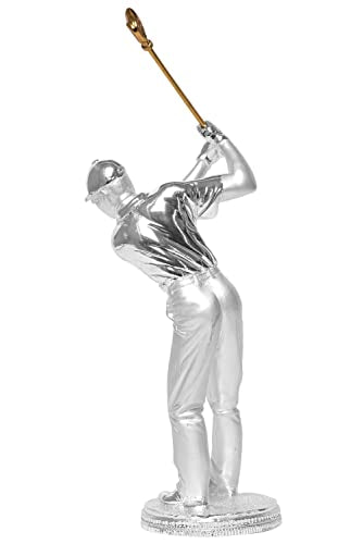 Diviniti Golf Trophy Idol for Events, Tournaments, Championship| 999 Silver Plated Sculpture of Man Golfer| Idol for Winner, Champions and Award Decorations| Trophy For Golf (9.2 X 9 X 26.5 CM)