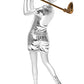 Diviniti Golf Trophy Idol for Events, Tournaments, Championship| 999 Silver Plated Sculpture of Woman Golfer| Idol for Winner, Champions and Award Decorations| Trophy For Golf (9.5 X 9.7 X 22 CM)