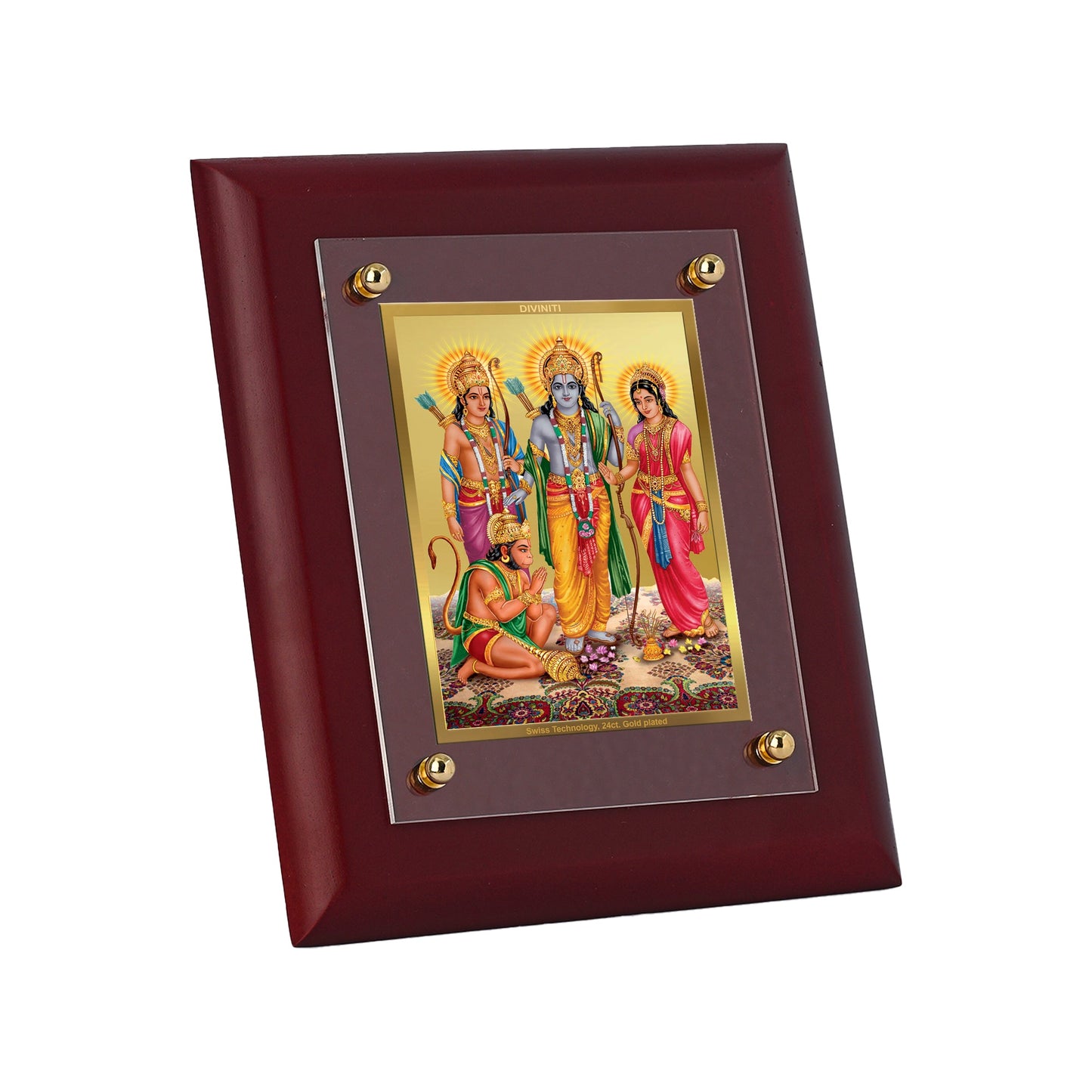 Diviniti 24K Gold Plated Ram Darbar Photo Frame For Home Decor, Wall Hanging Decor, Table Decor, Worship & Luxury Gift (20 CM X 25 CM)