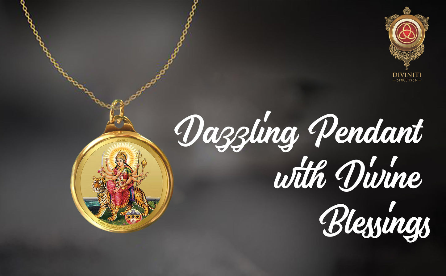 Diviniti 24K Double sided Gold Plated Pendant Durga & Yantra|22 MM Flip Coin (1 PCS)