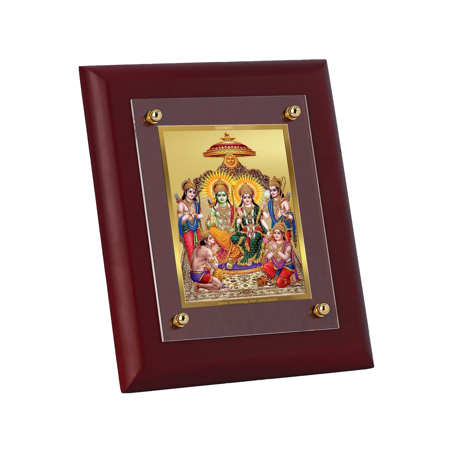 Diviniti 24K Gold Plated Ram Darbar Photo Frame For Home Decor, Table Decor, Wall Hanging Decor, Worship & Luxury Gift (20 CM X 25 CM)