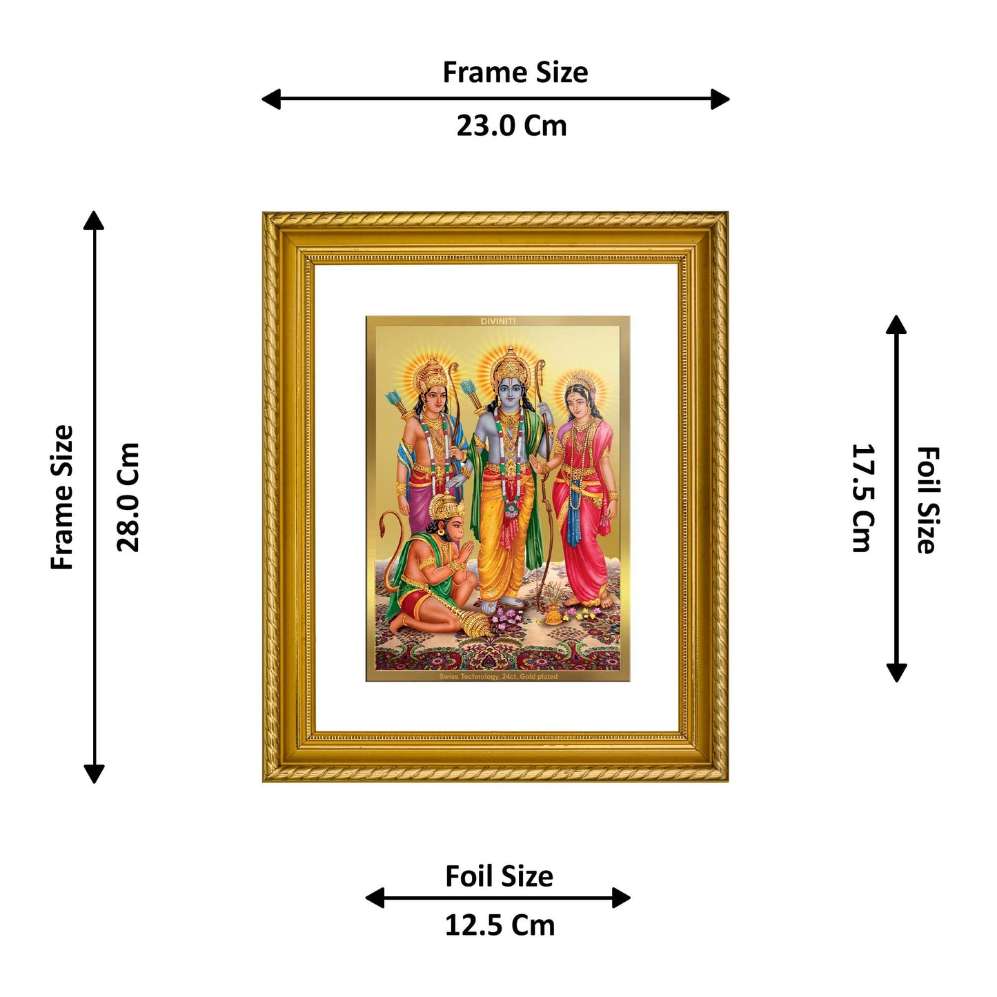 DIVINITI Ram Darbar Gold Plated Wall Photo Frame, Table Decor| DG Frame 056 Size 3 and 24K Gold Plated Foil (32.5 CM X 25.5 CM)