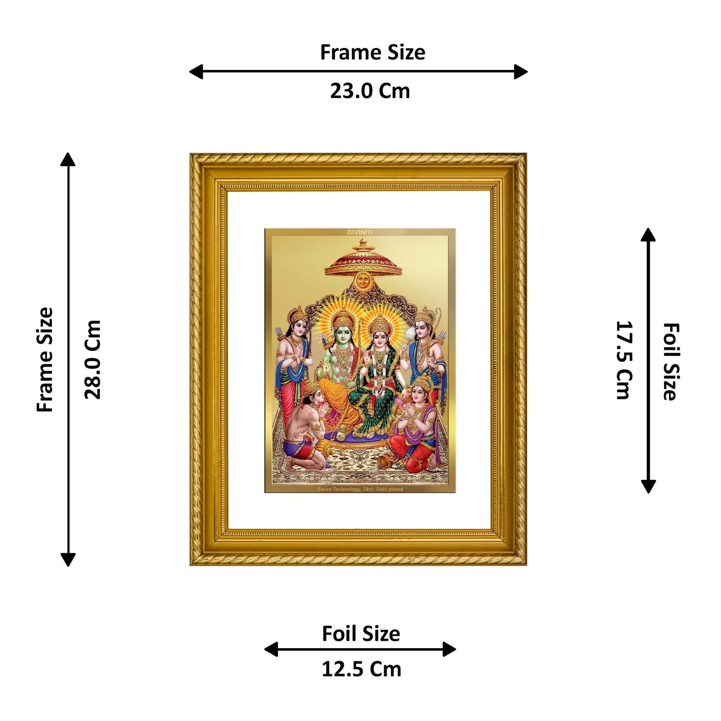 DIVINITI Ram Darbar Gold Plated Wall Photo Frame, Table Decor| DG Frame 056 Size 3 and 24K Gold Plated Foil (32.5 CM X 25.5 CM)