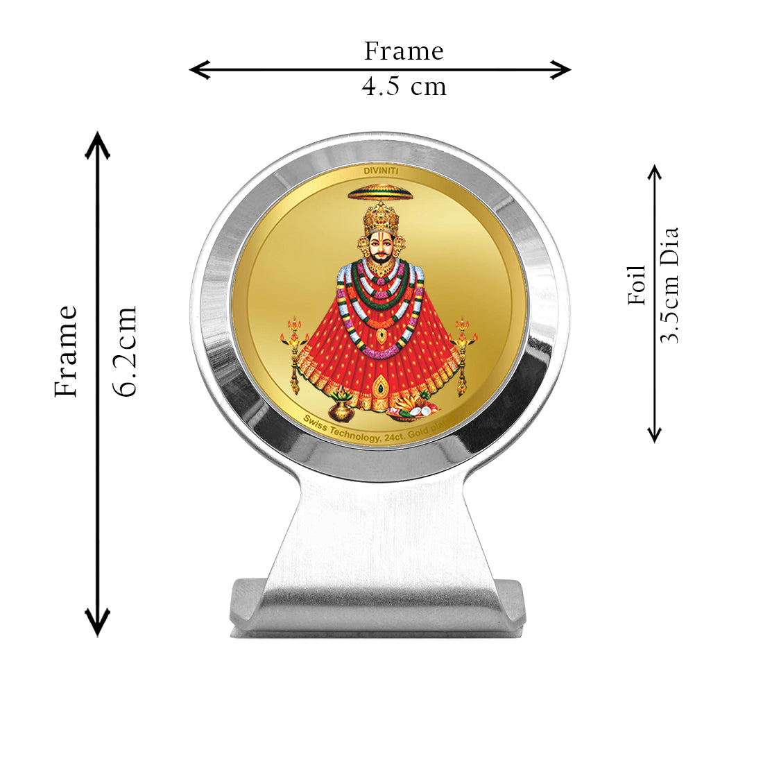 Diviniti 24K Gold Plated Khatu Shyam Frame For Car Dashboard, Home Decor, Table Top, Puja, Gift (6.2 x 4.5 CM)