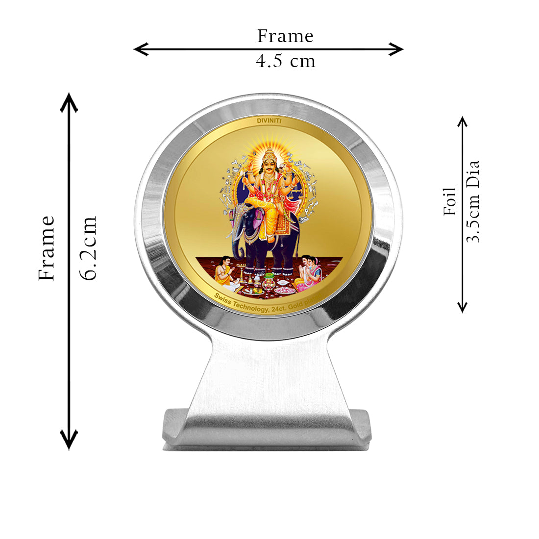 Diviniti 24K Gold Plated Vishwakarma Ji Frame For Car Dashboard, Home Decor & Puja (6.2 x 4.5 CM)