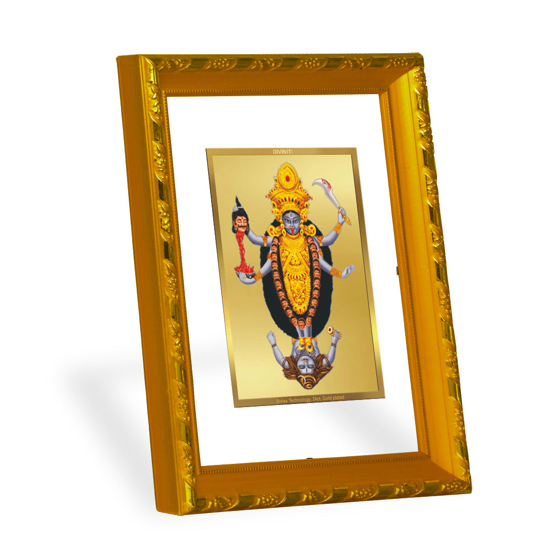 DIVINITI 24K Gold Plated Maa Kali Wall Photo Frame For Home Decor, Tabletop, Gift, Puja (21.5 X 17.5 CM)