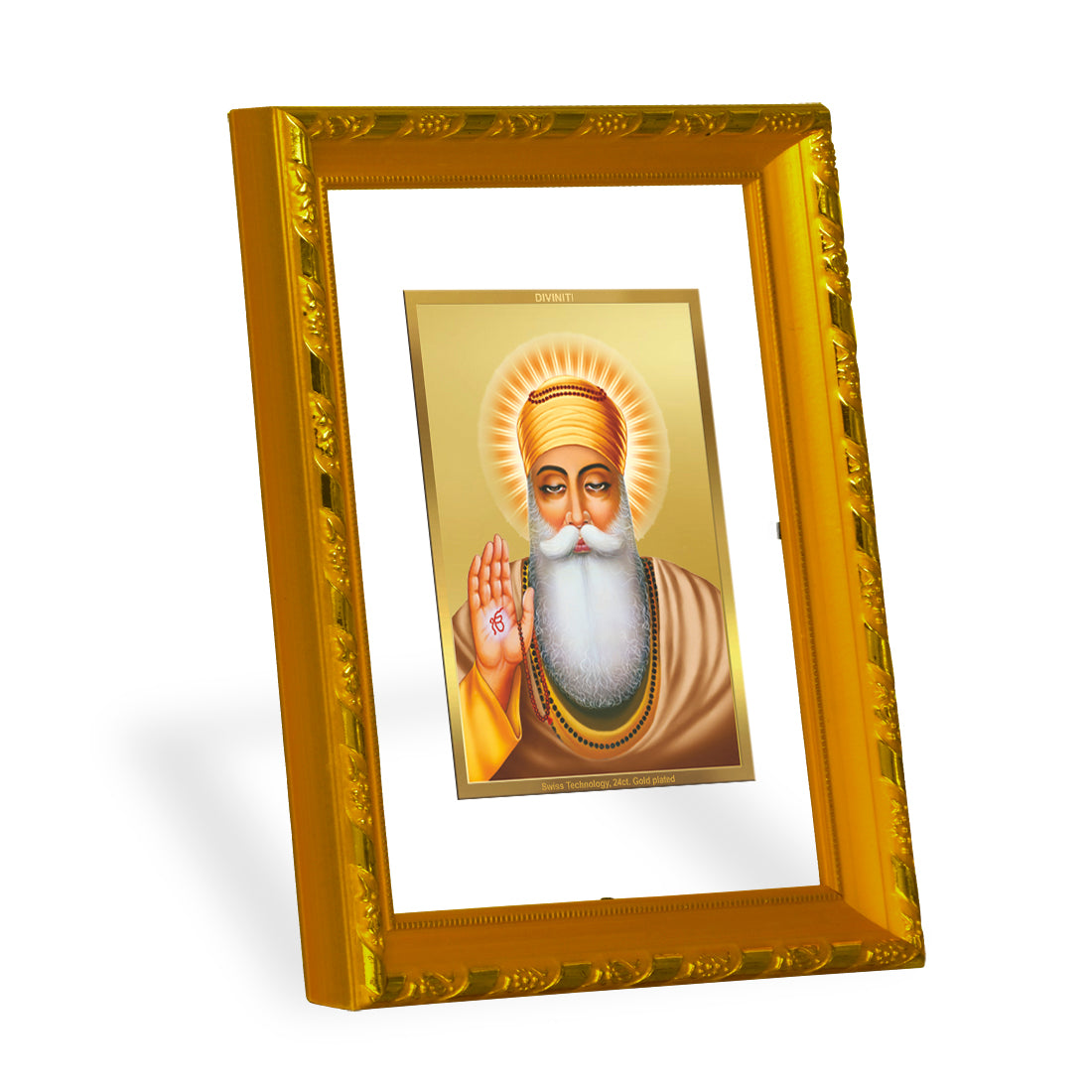 DIVINITI 24K Gold Plated Guru Nanak Photo Frame For Home Wall Decor, Tabletop, Gift (21.5 X 17.5 CM)