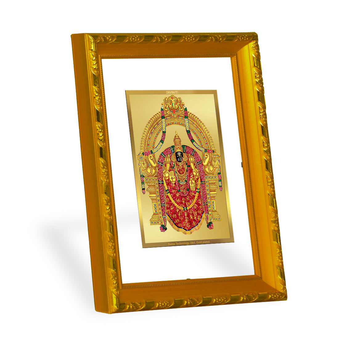 DIVINITI 24K Gold Plated Padmavathi Photo Frame For Home Wall Decor, Tabletop, Worship (21.5 X 17.5 CM)