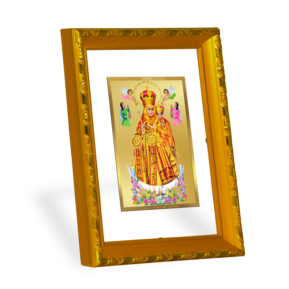 DIVINITI 24K Gold Plated Lady of Health Photo Frame For Home Wall Decor, Diwali Gift, Wealth (21.5 X 17.5 CM)