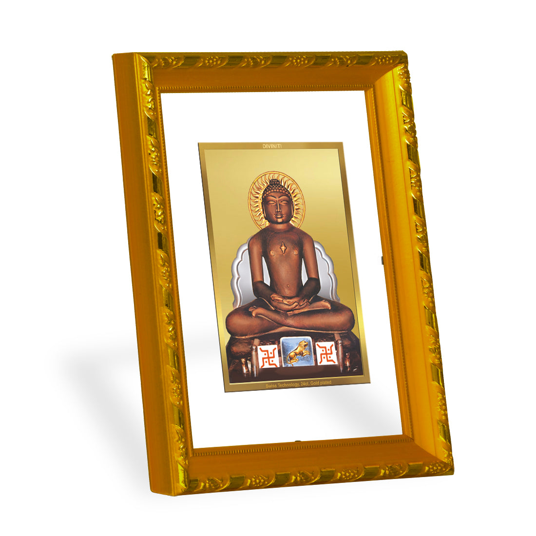 DIVINITI 24K Gold Plated Mahavira Wall Photo Frame For Home Decor, Prayer, Luxury Gift (21.5 X 17.5 CM)