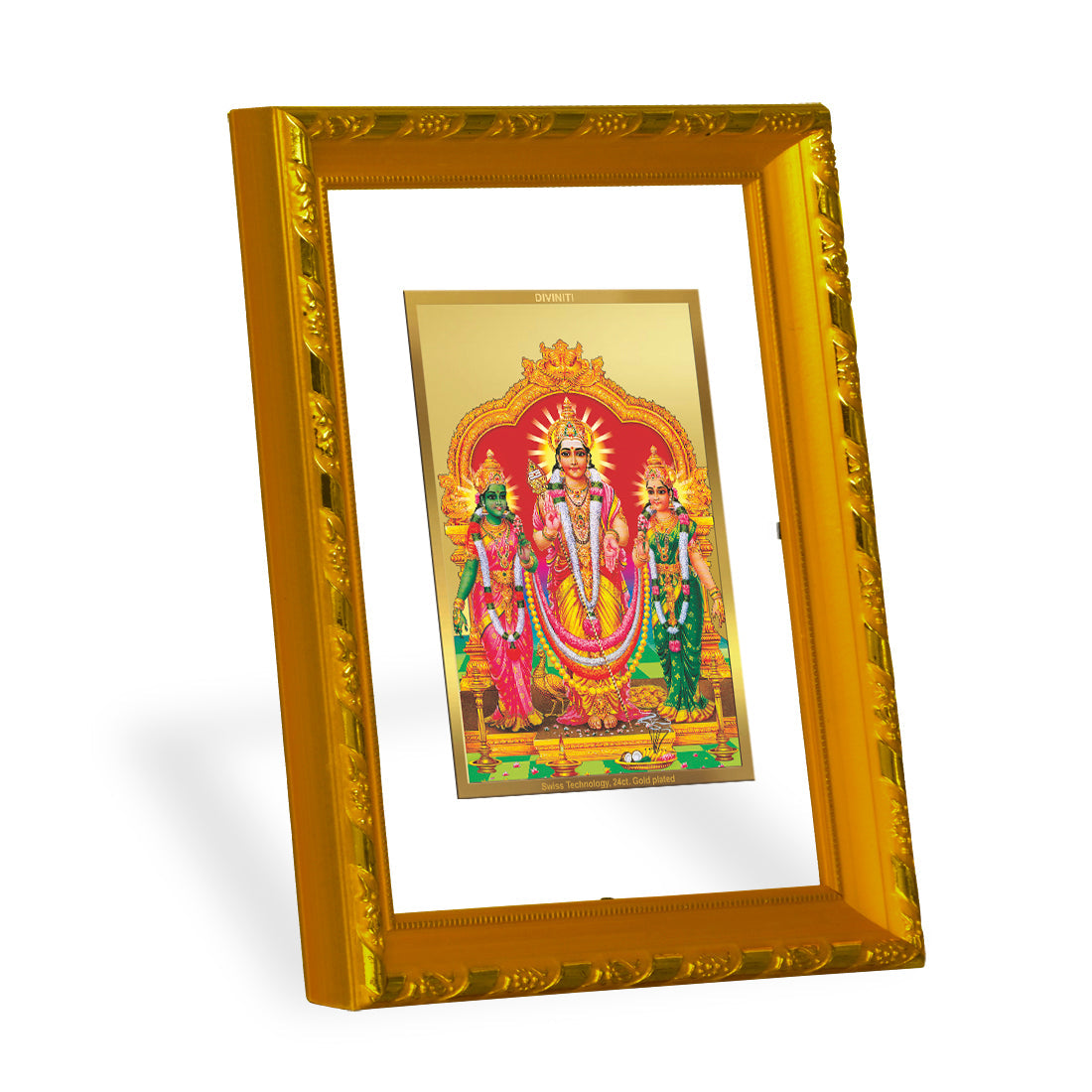 DIVINITI 24K Gold Plated Murugan Valli Photo Frame For Home Decor, Tabletop, Prayer (21.5 X 17.5 CM)