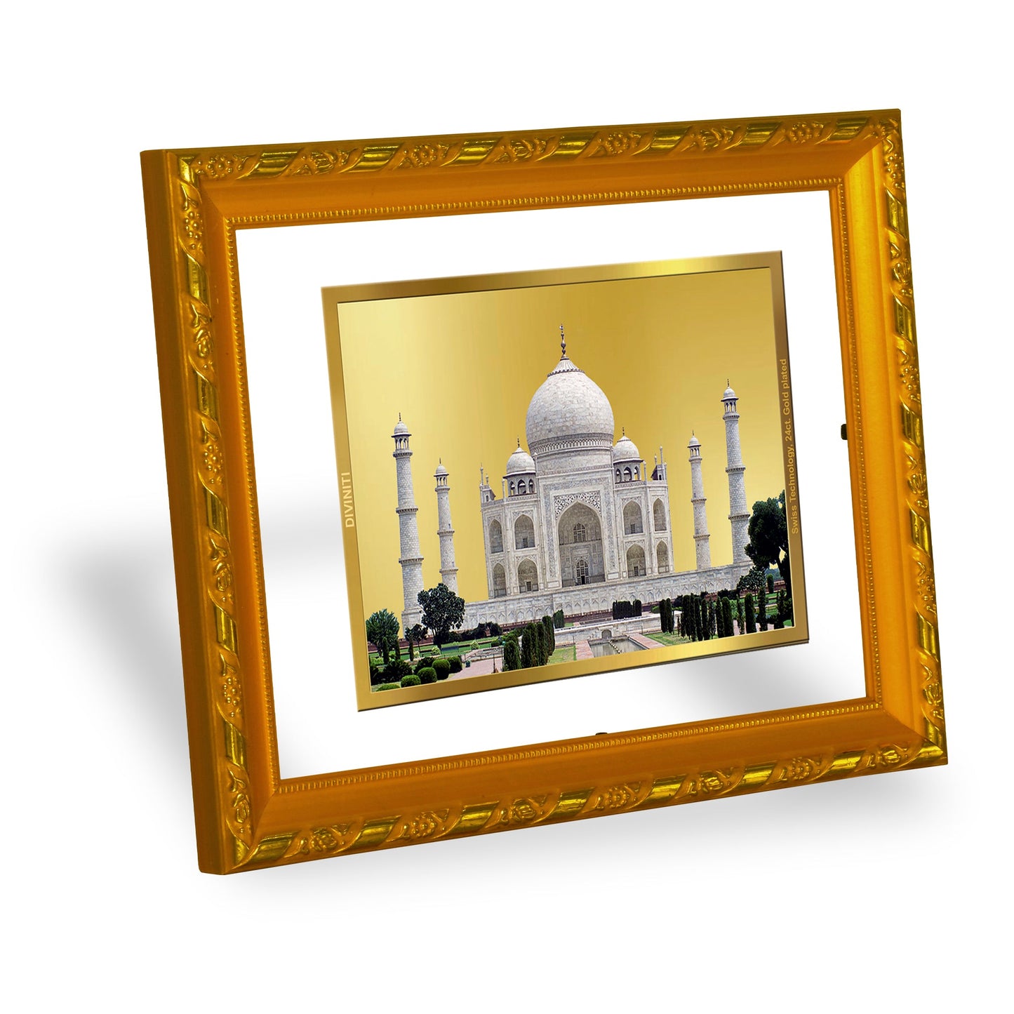 DIVINITI 24K Gold Plated Taj Mahal Photo Frame For Home Wall Decor, Living Room, Gift (21.5 X 17.5 CM)