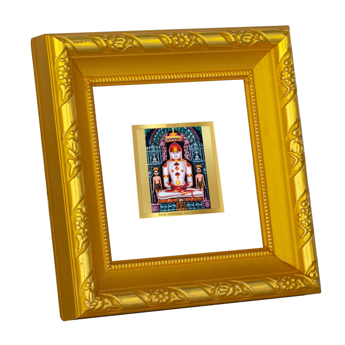 DIVINITI 24K Gold Plated Adinath Photo Frame For Home Decor, TableTop, Festival (10.8 X 10.8 CM)