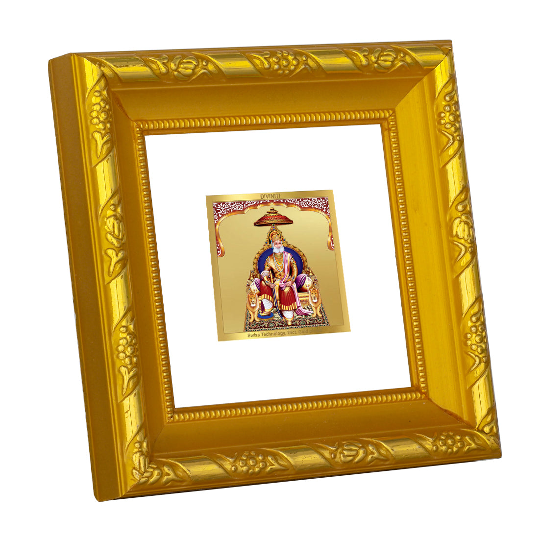 DIVINITI 24K Gold Plated Agrasen Maharaj Photo Frame For Living Room, TableTop, Gift (10.8 X 10.8 CM)