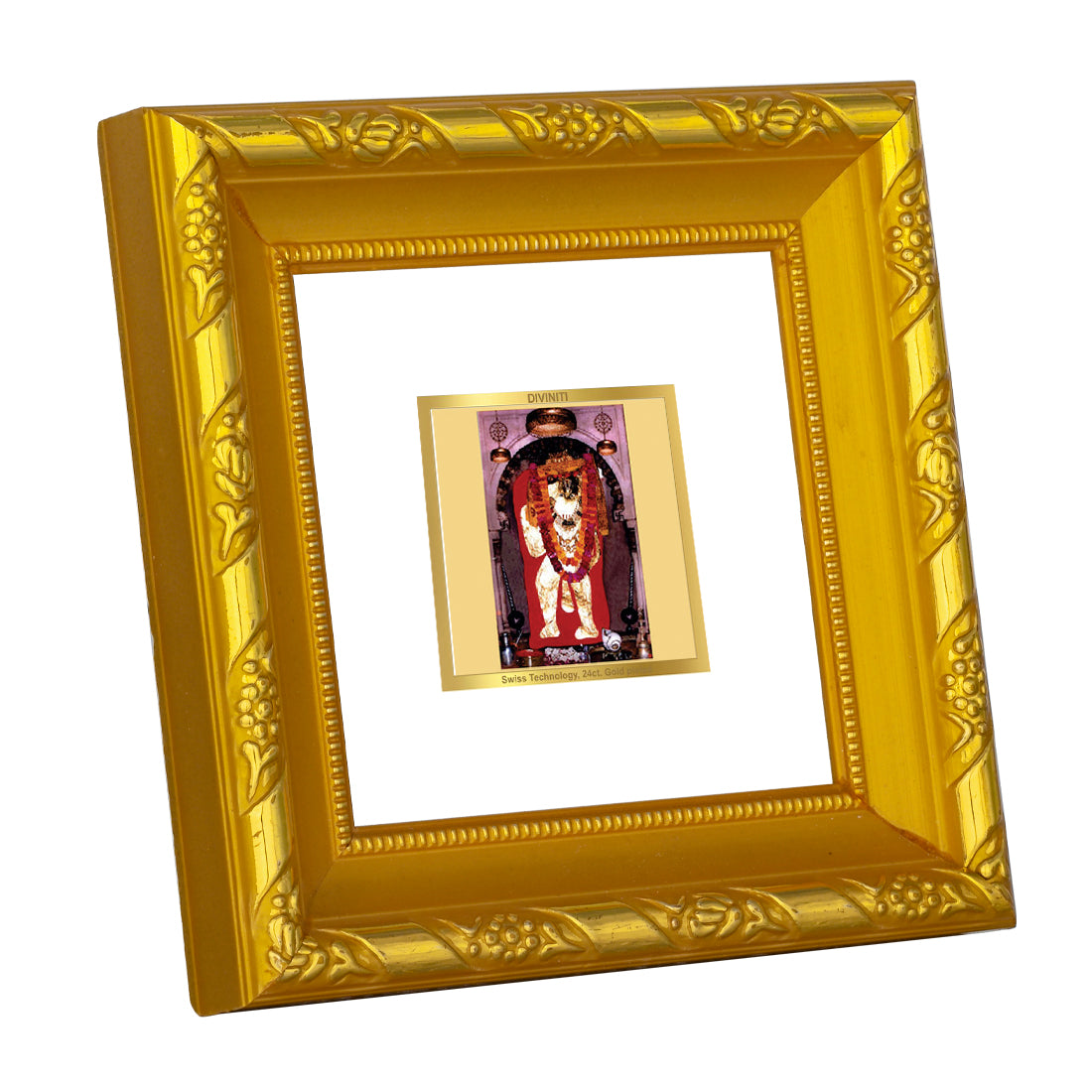 DIVINITI 24K Gold Plated Mahendipur Balaji Photo Frame For Home Decor, Puja, Festive Gift (10.8 X 10.8 CM)