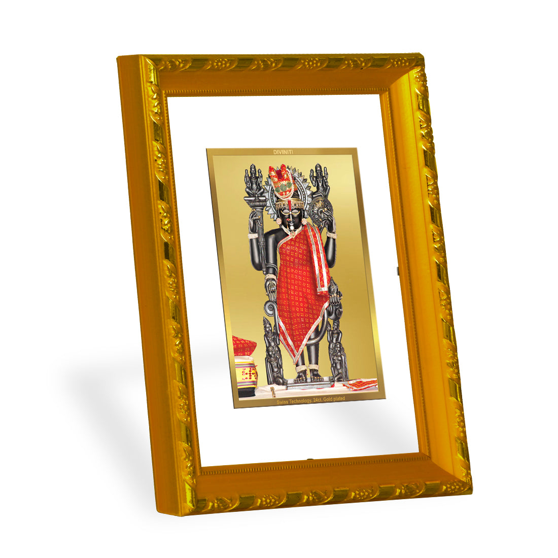 DIVINITI 24K Gold Plated Dwarkadhish Photo Frame For Home Wall Decor, Puja, Festive Gift (21.5 X 17.5 CM)