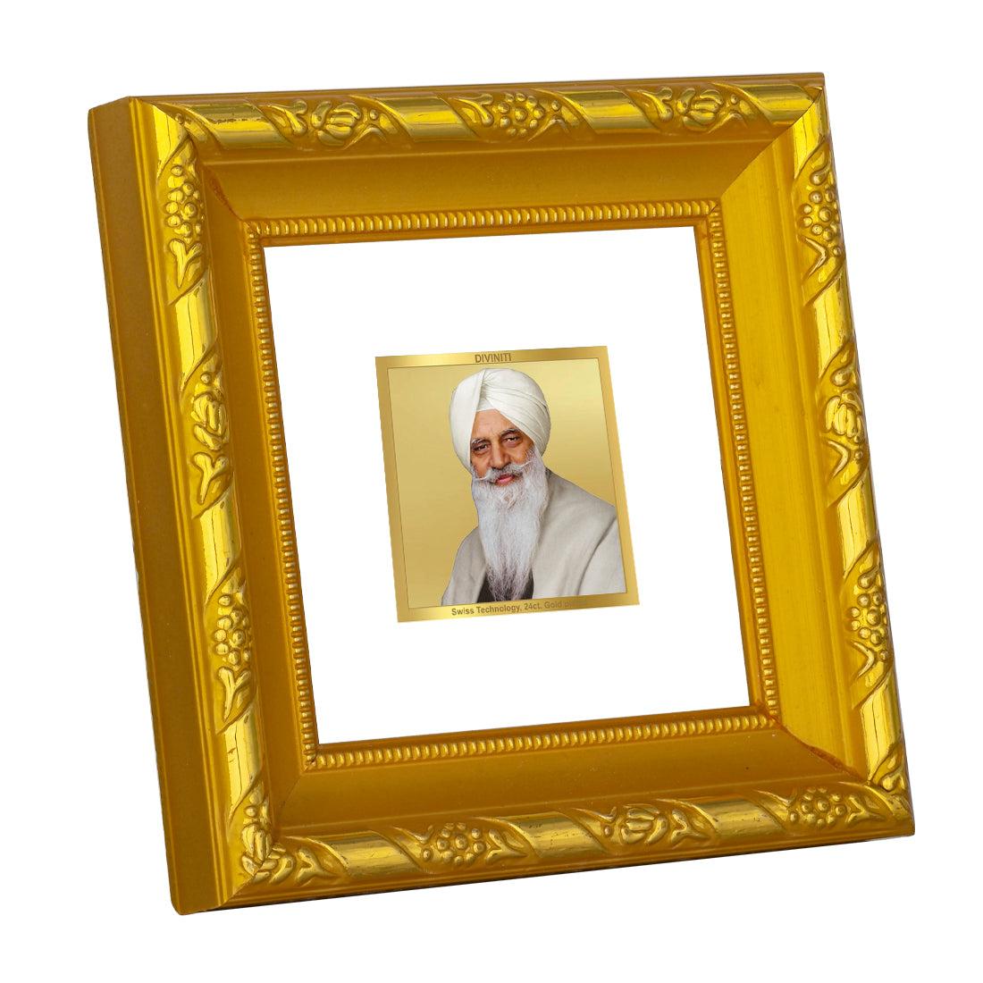 DIVINITI 24K Gold Plated Radha Swami Spiritual Photo Frame For Home Decor, Table, Gift (10.8 X 10.8 CM)