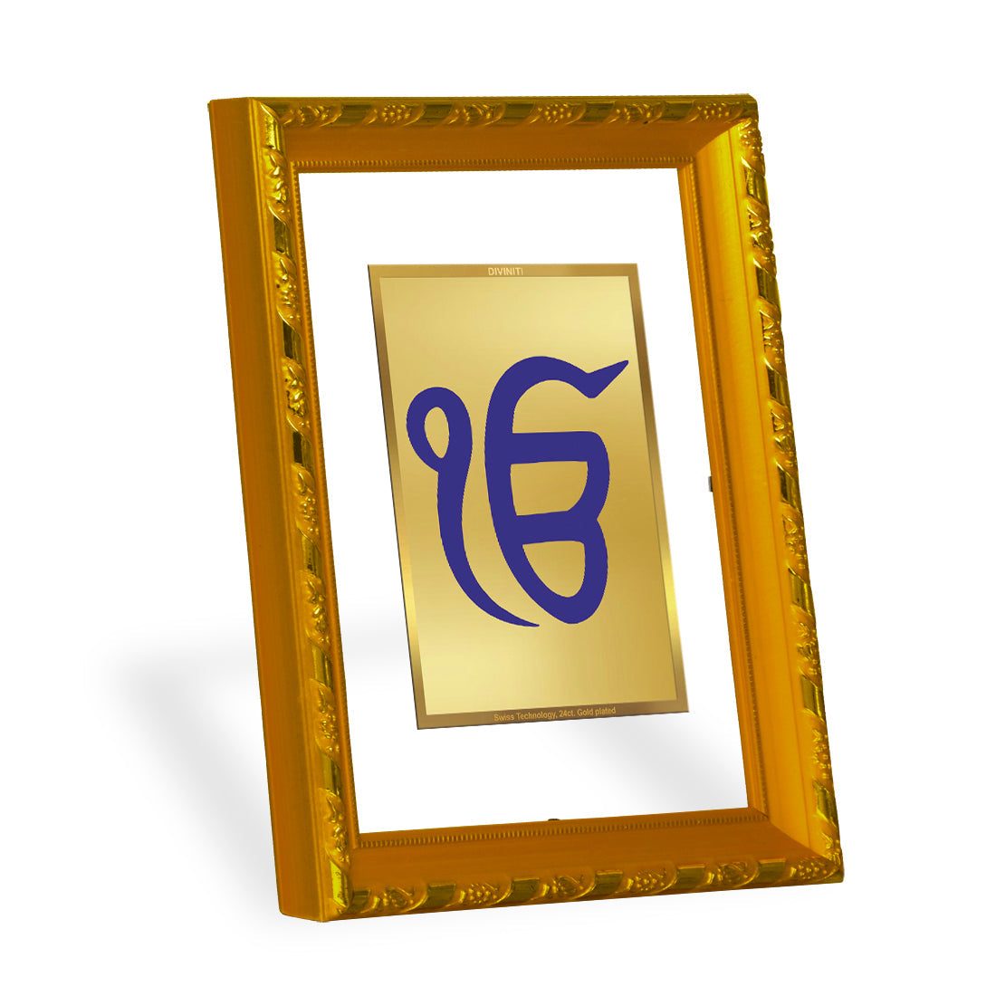 DIVINITI 24K Gold Plated Ik Onkar Wall Photo Frame For Home Decor, Tabletop, Gift (21.5 X 17.5 CM)