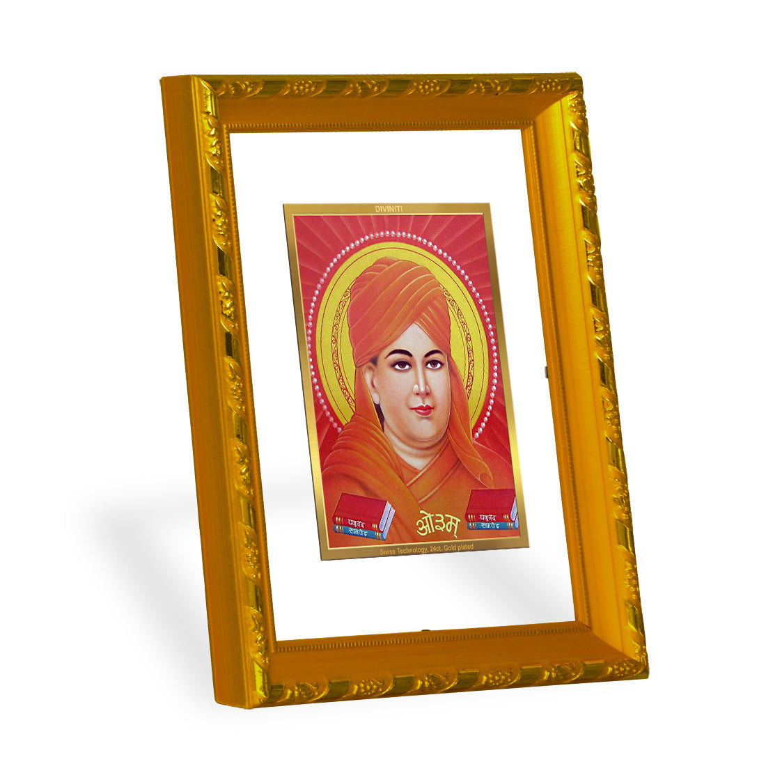 DIVINITI 24K Gold Plated Dayananda Saraswati Photo Frame For Home Wall Decor, Tabletop (21.5 X 17.5 CM)