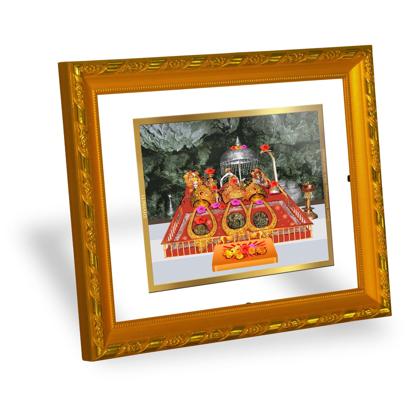 DIVINITI 24K Gold Plated Mata Ka Darbar Photo Frame For Home Wall Decor, Puja, Gift (21.5 X 17.5 CM)