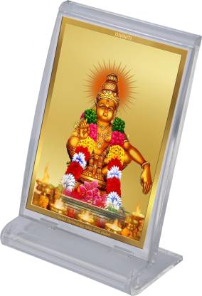 Diviniti 24K Gold Plated Ayyappan Ji Frame For Car Dashboard, Home Decor, Housewarming Gift (11 x 6.8 CM)