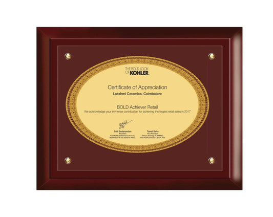 DIVINITI 24K GOLD PLATED MDF FRAME CERTIFICATE OF APPRECIATION ROUND FOIL