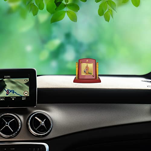 Diviniti 24K Gold Plated Murugan For Car Dashboard, Home Decor, Table, Worship (7 x 9 CM)