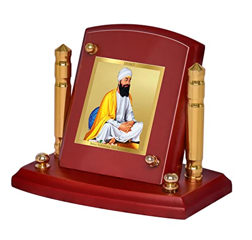 Diviniti 24K Gold Plated Guru Tegh Bahadur Ji For Car Dashboard, Home Decor & Table (7 x 9 CM)