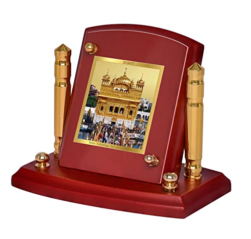 Diviniti 24K Gold Plated Golden Temple For Car Dashboard, Home Decor Showpiece, Gift (7 x 9 CM)