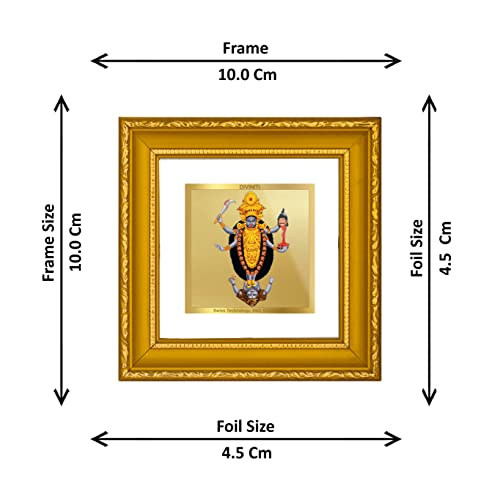 DIVINITI 24K Gold Plated Maa Kali Photo Frame For Decor, Table, Puja, Festive Gift (10 X 10 CM)