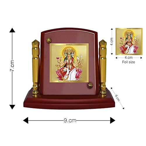 Diviniti 24K Gold Plated Goddess Gayatri For Car Dashboard, Home Decor, Puja Room, Gift (7 x 9 CM)