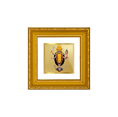 DIVINITI 24K Gold Plated Maa Kali Photo Frame For Decor, Table, Puja, Festive Gift (10 X 10 CM)