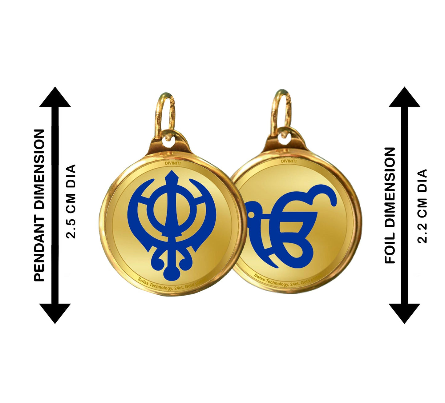 Diviniti 24K Double sided Gold Plated Pendant KHANDA SAHIB & EK ONKAR|28 MM Flip Coin (1 PCS)