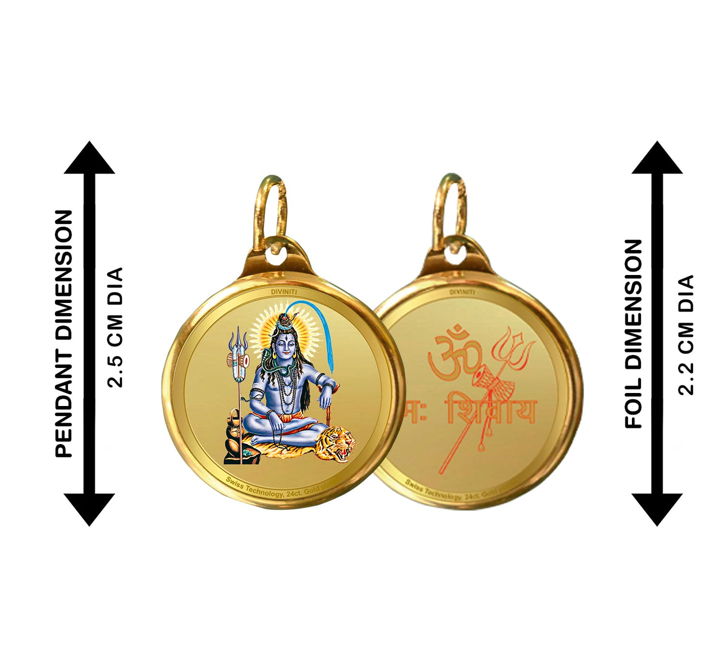 Diviniti 24K Double sided Gold Plated Pendant  SHIVA & OM|22 MM Flip Coin (1 PCS)