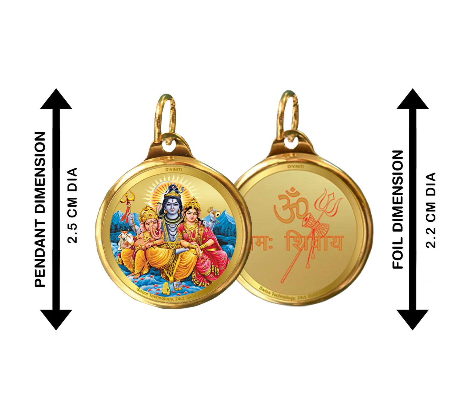 Diviniti 24K Double sided Gold Plated Pendant  SHIV PARIVAR & OM|22 MM Flip Coin (1 PCS)