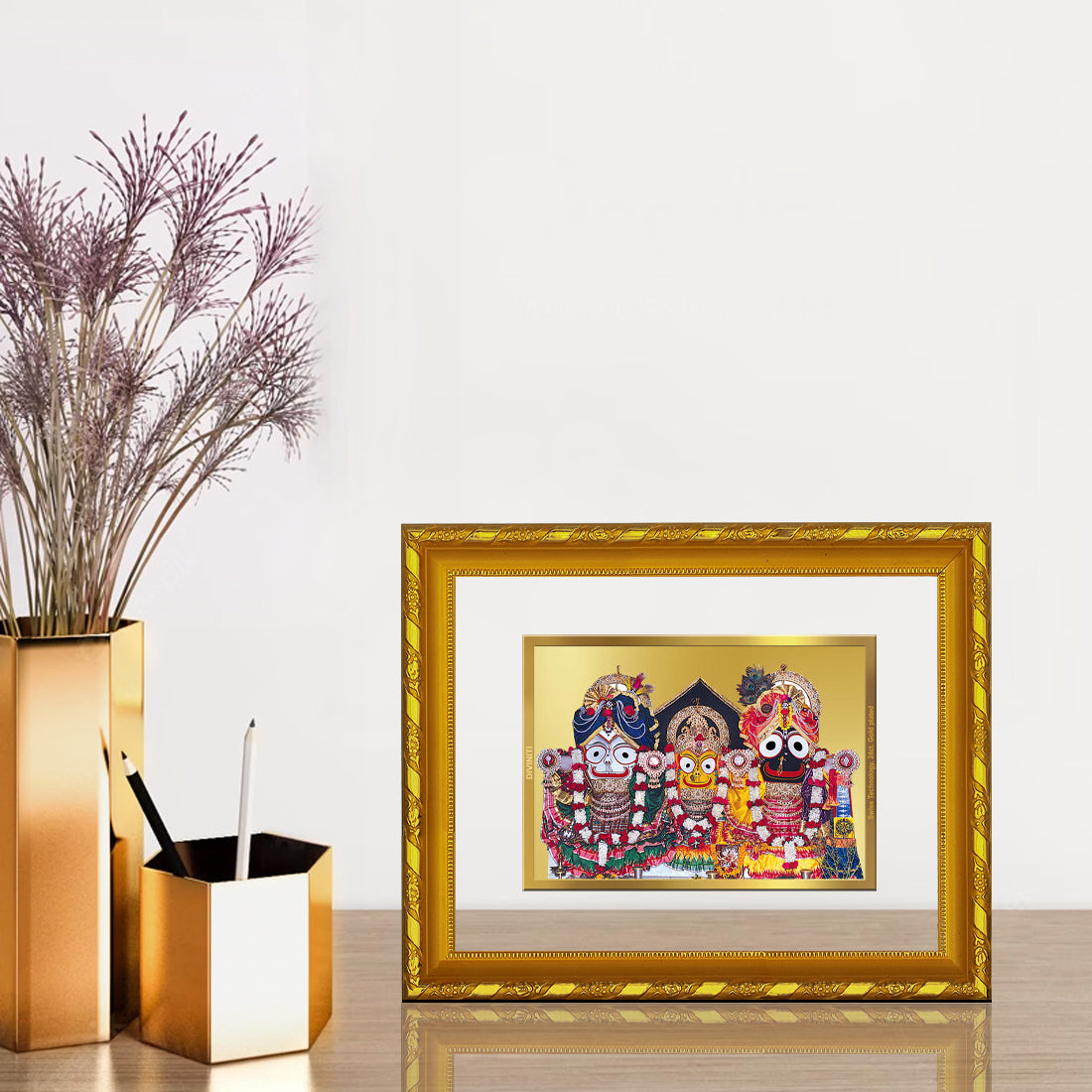 DIVINITI 24K Gold Plated Jagannath Photo Frame For Home Wall Decor, Puja Room, Gift (21.5 X 17.5 CM)