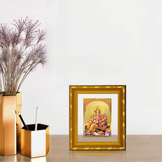 DIVINITI 24K Gold Plated Lord Ganesha Photo Frame For Home Wall Decor, Success, Luck (15.0 X 13.0 CM)