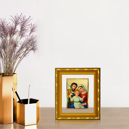 DIVINITI 24K Gold Plated Holy Family Wall Photo Frame For Home Decor, Exclusive Gift (15.0 X 13.0 CM)